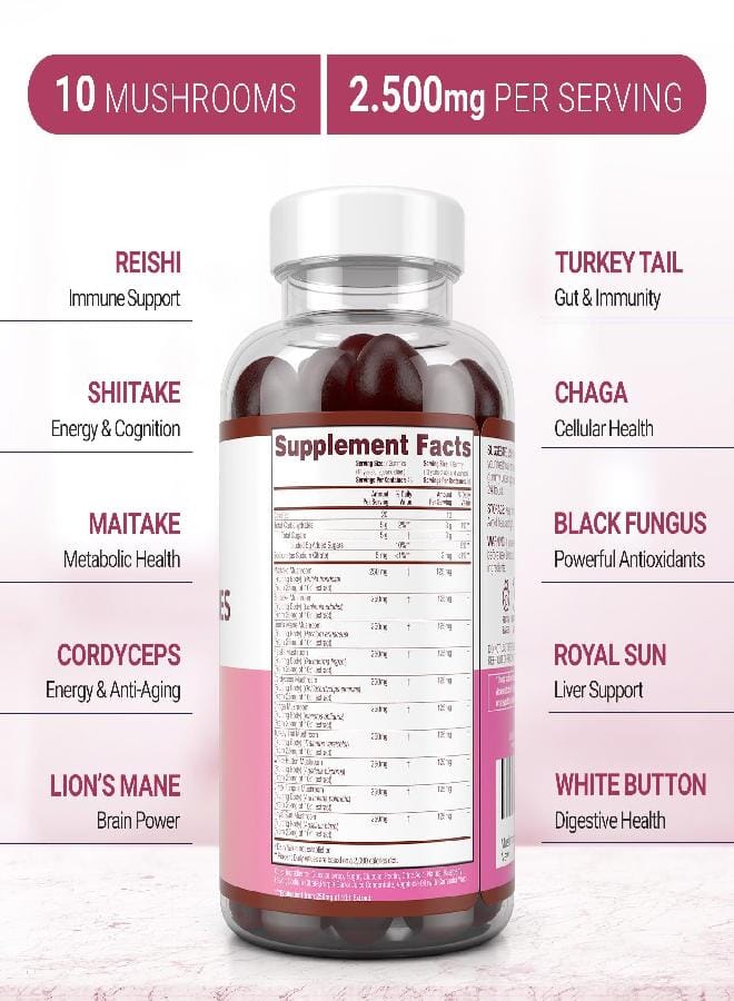 Purify Life World'S First Mushroom Complex Gummies - 10X Mushroom Supplement W Lions Mane (90 Chews 2500Mg/Serving) Nootropic Brain Supplement, Immune Support & Stress Relief - Replace Pills & Capsules - Image 5